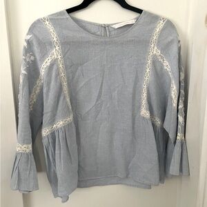 Zara cotton blue and white striped top.